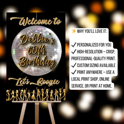 Disco Welcome Sign - Disco Ball Poster - Retro 70s Welcome Poster - Studio 54 Sign