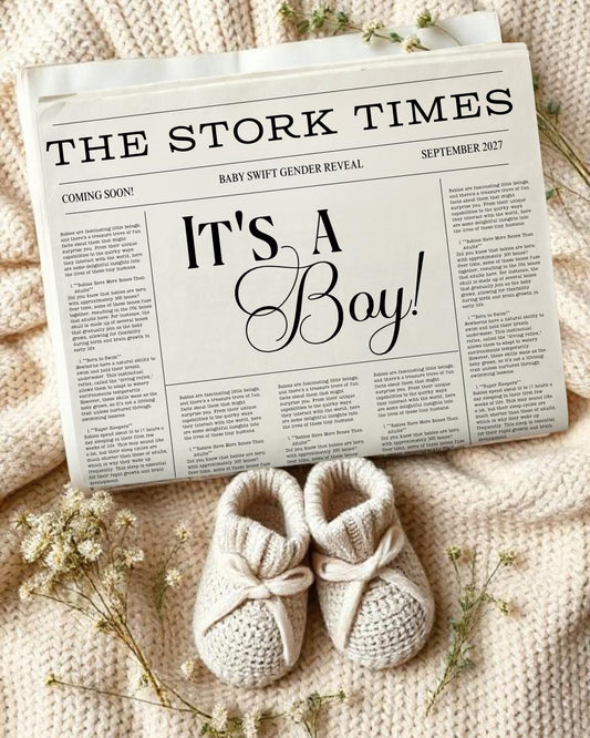 Baby Announcement Newspaper Template - Digital Newspaper - Pregnancy Reveal Social Media post mobile - Editable Newspaper Announcement