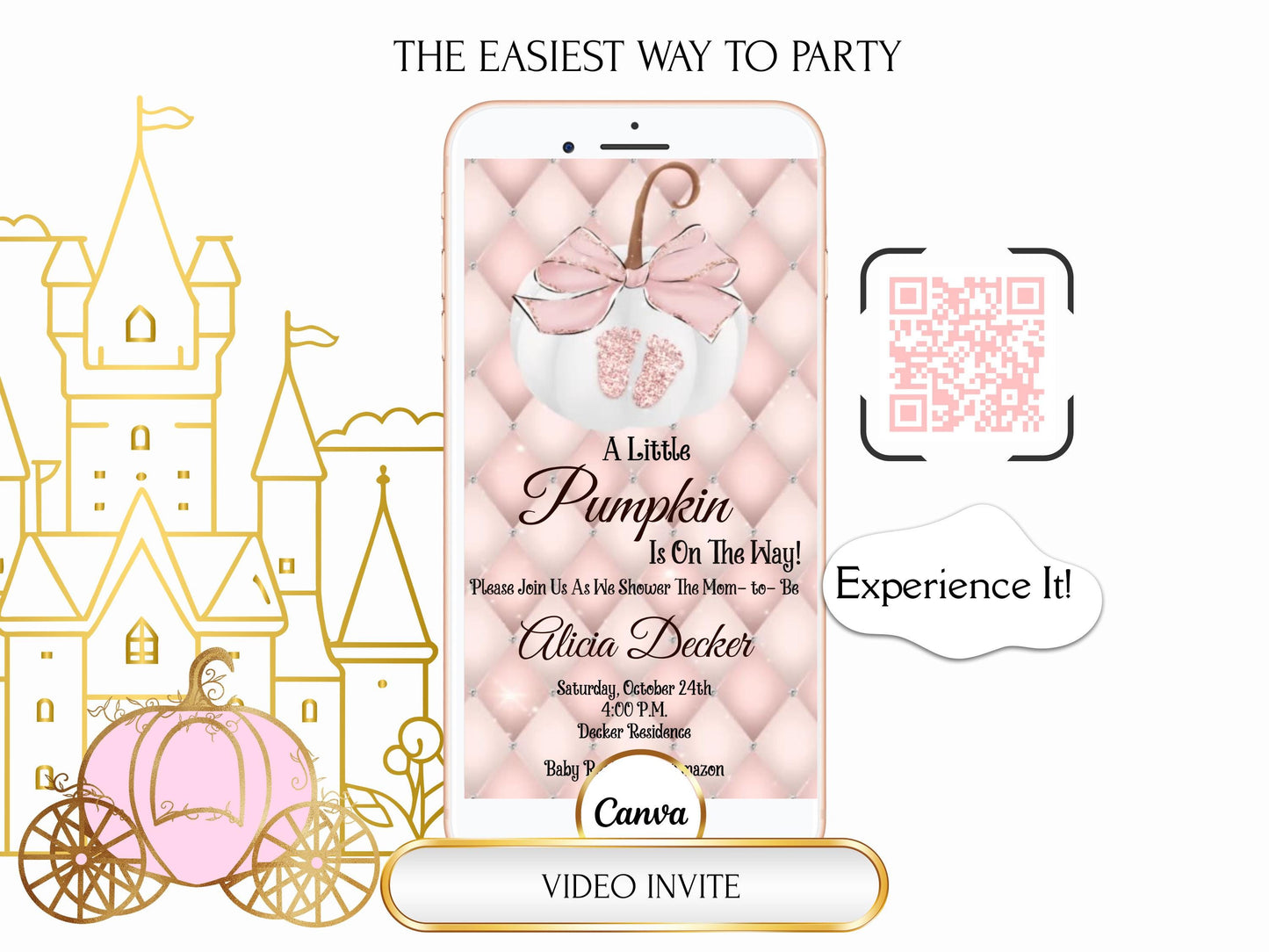 Little Pumpkin is On The Way - Pink Baby Shower Invitation