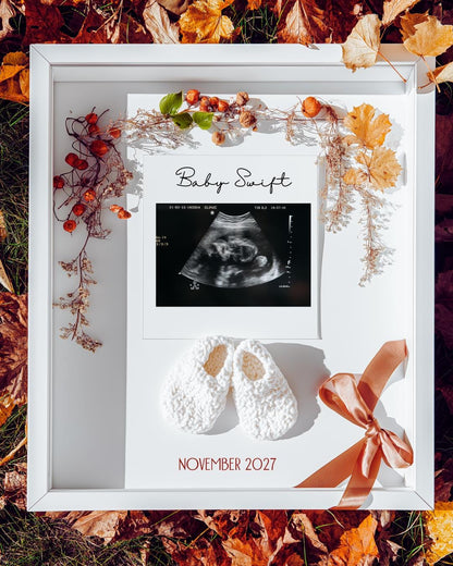 Simple Thanksgiving Pregnancy Announcement, Digital Baby Announcement, Neutral Fall Reveal, Fall Season Baby Template, Ultrasound reveal