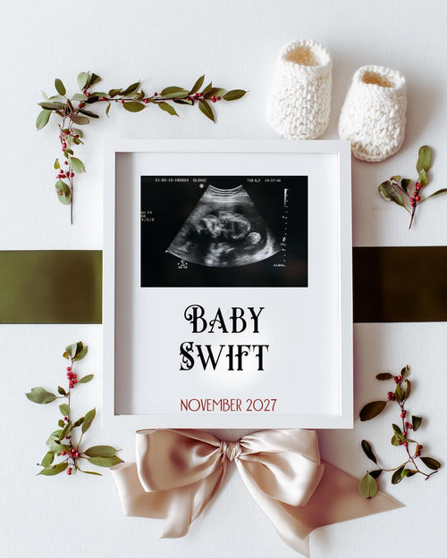 Onesie Christmas Pregnancy Announcement - Digital Santa Baby Announcement - Social Media Holiday Reveal were expecting