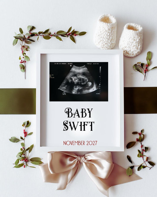 Onesie Christmas Pregnancy Announcement - Digital Santa Baby Announcement - Social Media Holiday Reveal were expecting
