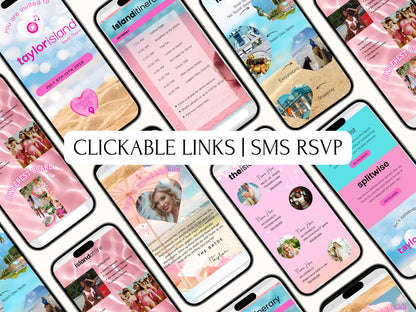 Love Island Bachelorette Trip Interactive Website Digital Itinerary Mobile RSVP