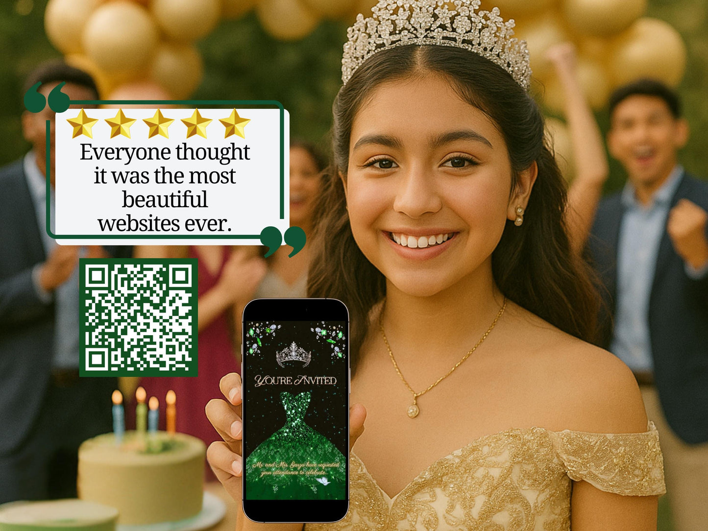Quinceanera Interactive Website Invitation Video Editable Animated Template for Sweet 15 Birthday Sweet 16 Digital Video Invite Photo and Music