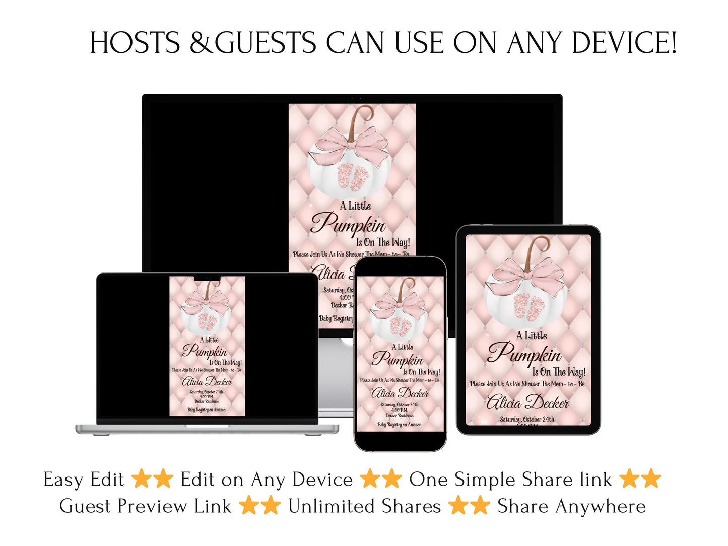 Little Pumpkin is On The Way - Pink Baby Shower Invitation