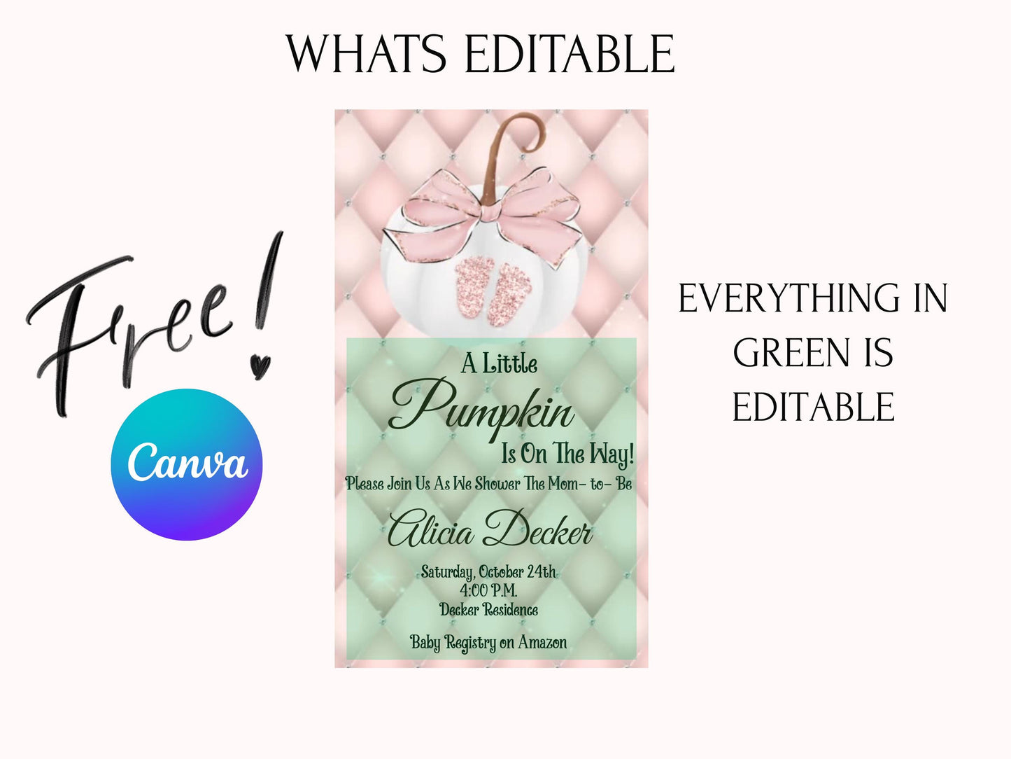 Little Pumpkin is On The Way - Pink Baby Shower Invitation