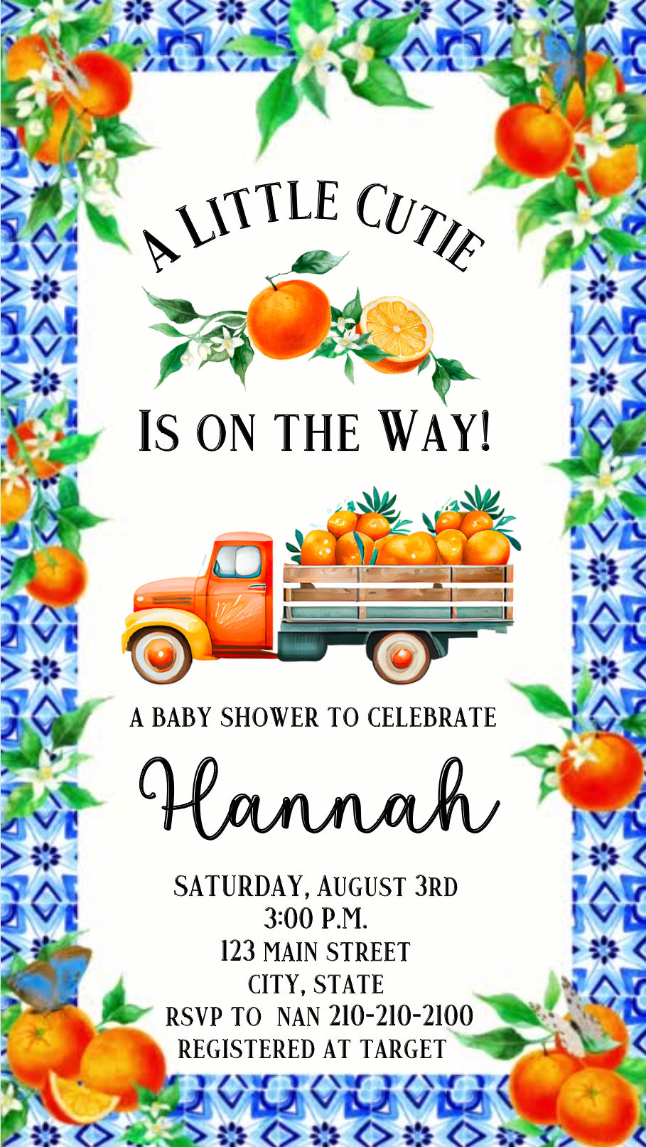 A Little Cutie Invitation, Oranges Invite