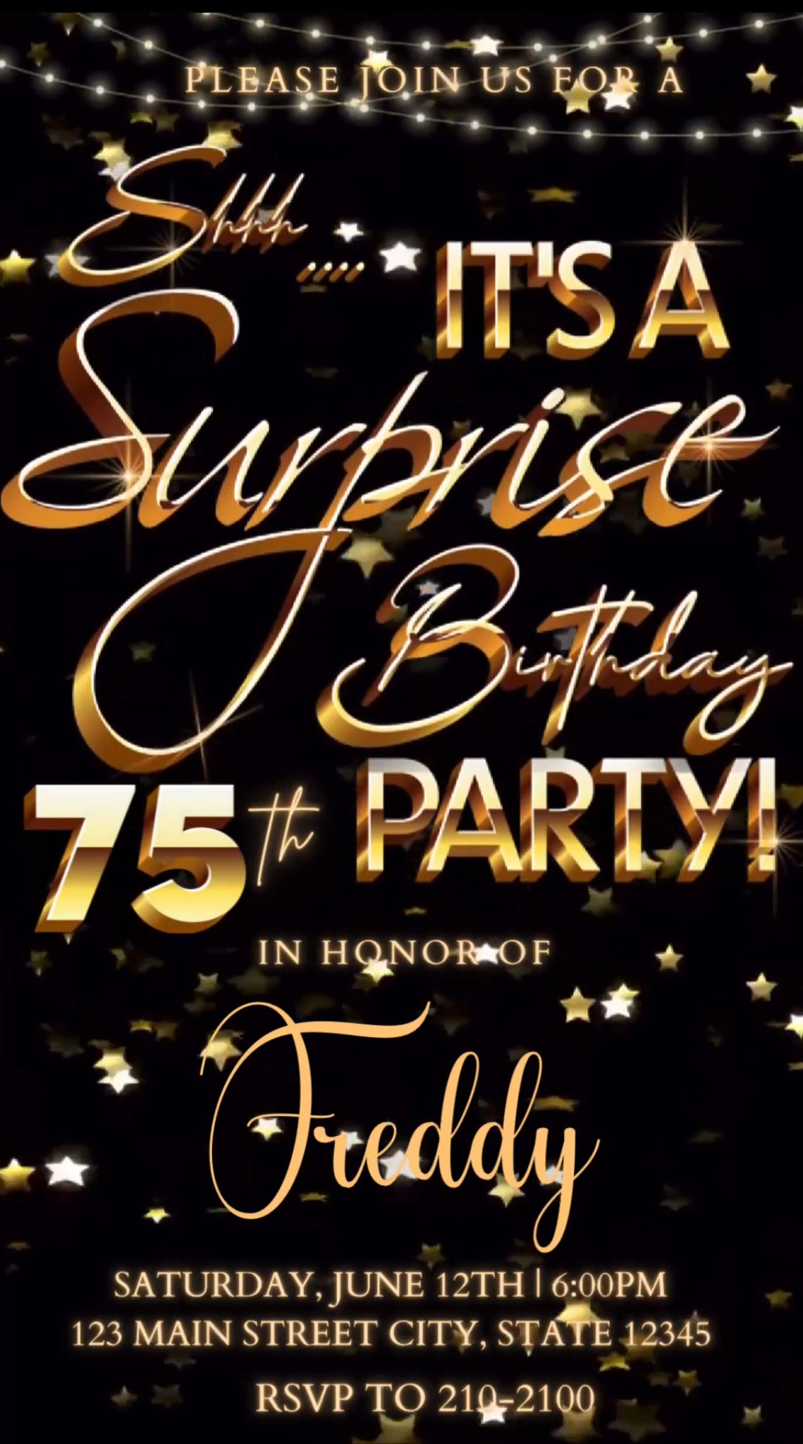 75th Birthday Video Invitation, Surprise Party Invitation, Any Occasion