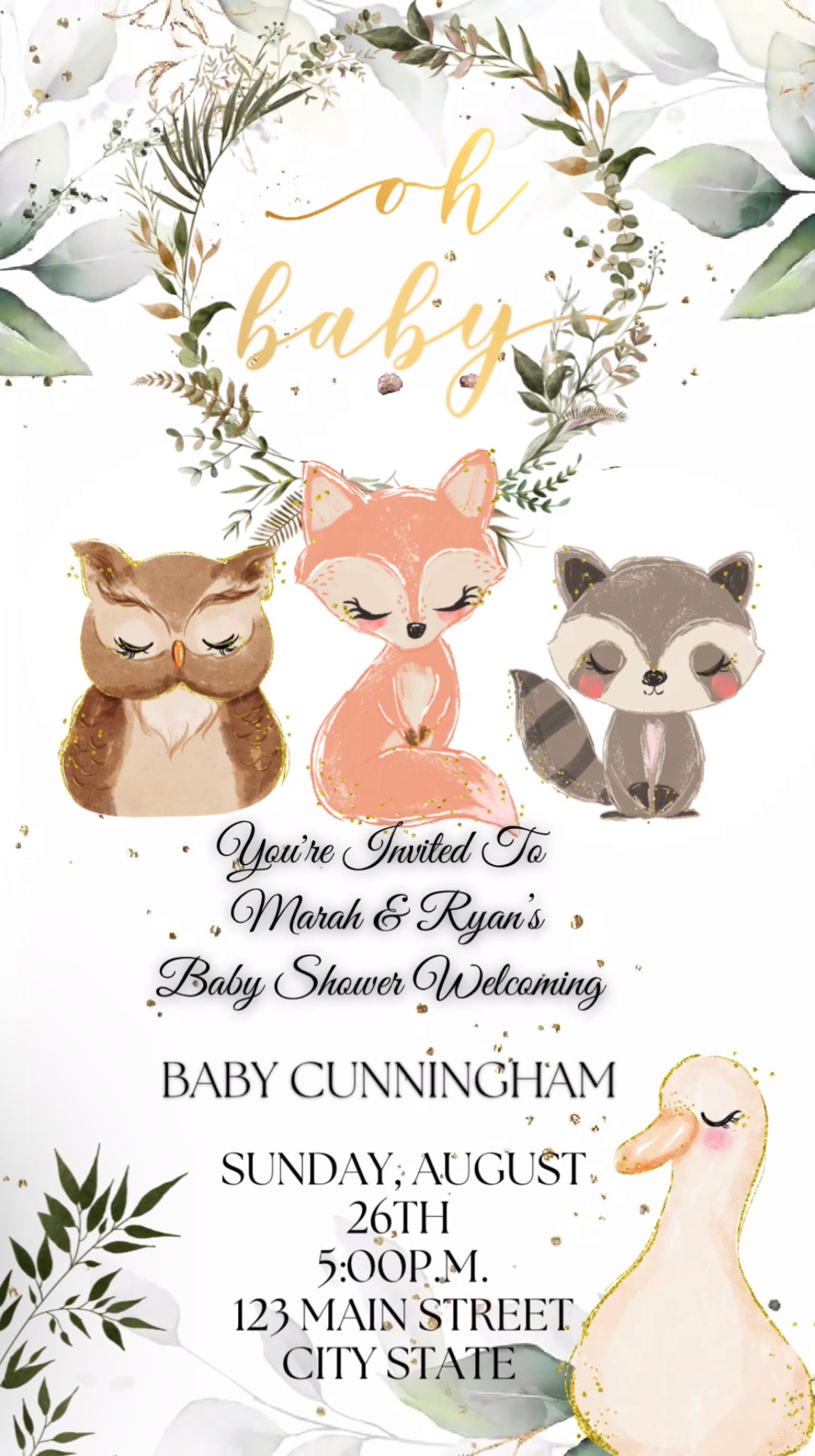 Fall Baby Shower Video Invitation, Forest Animal Invite