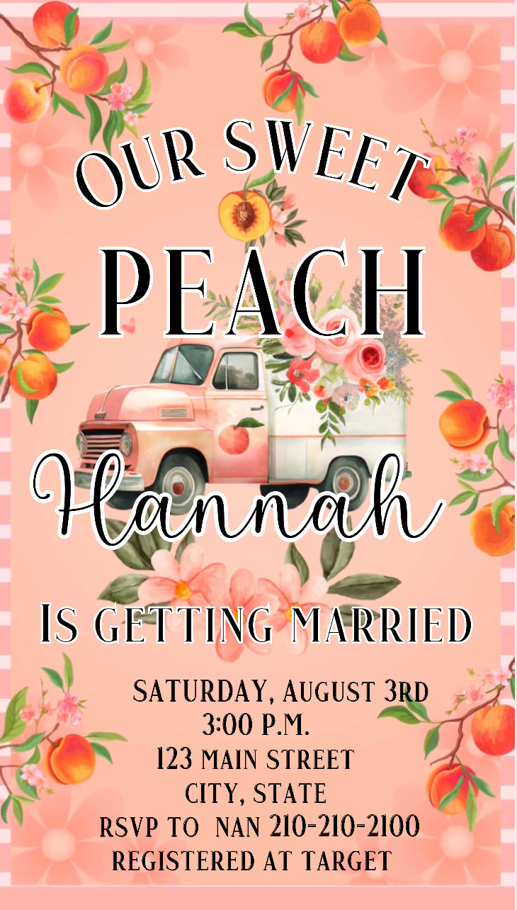 Sweet Peach Video Invitation, Peaches and Cream