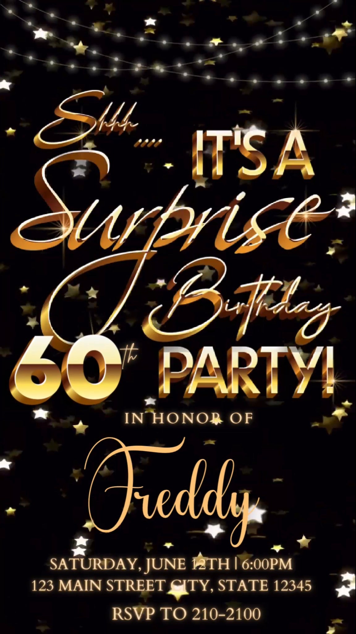 60th Birthday Video Invitation, Surprise Party Invitation, Any Occasion