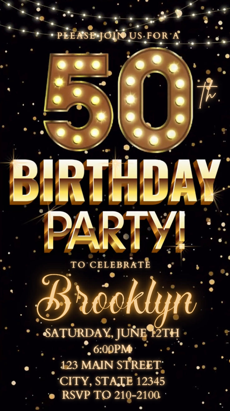 50th Birthday Video Invitation, Marquee 50th Invite