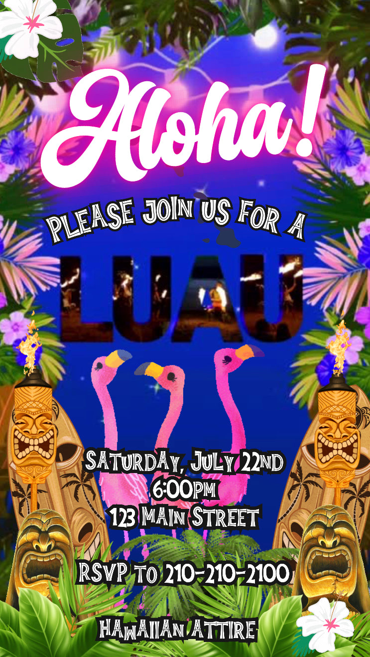 Hawaiian Luau Video Invitation, Tropical Invite
