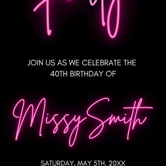 Neon Pink Glow Digital Video Invitation