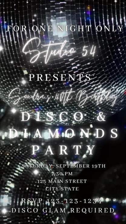 Disco and Diamonds Studio 54 Glam Video Invitation