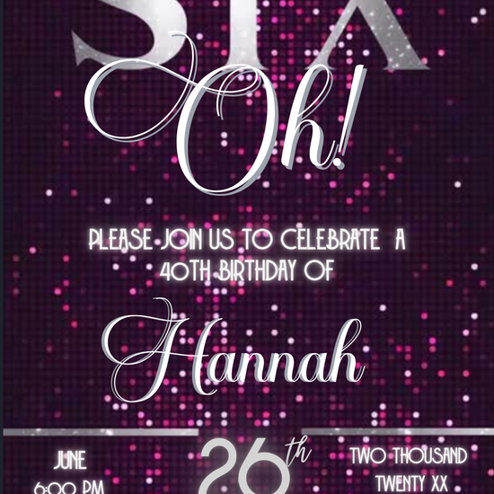 Pink and silver disco Glam Digital Video Invitation