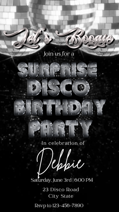 Retro Silver Disco Video Invitation