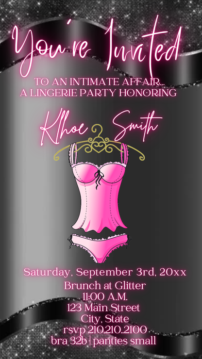Glam Pink Lingerie Video Invitation