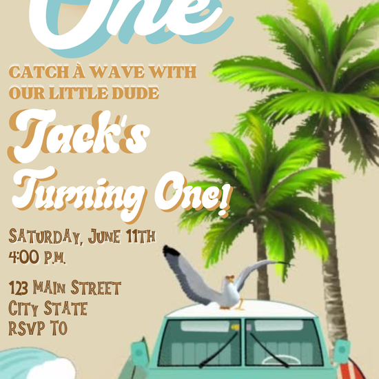 Surfs Up Beach Theme Video Invitation