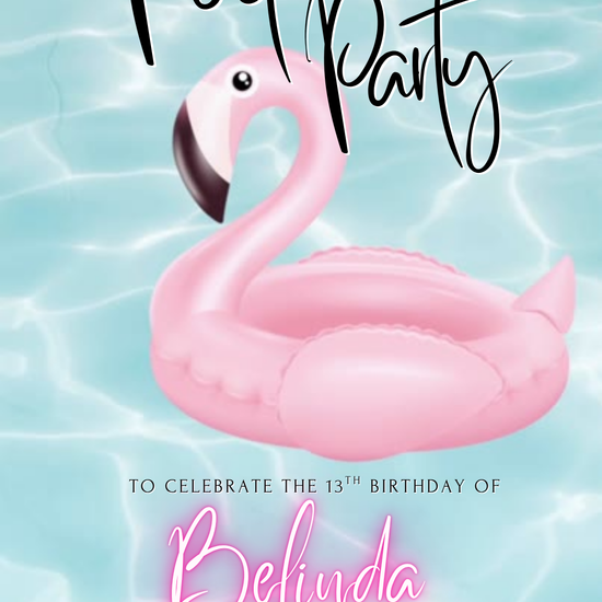 Pink Flamingo Pool Video Invitation