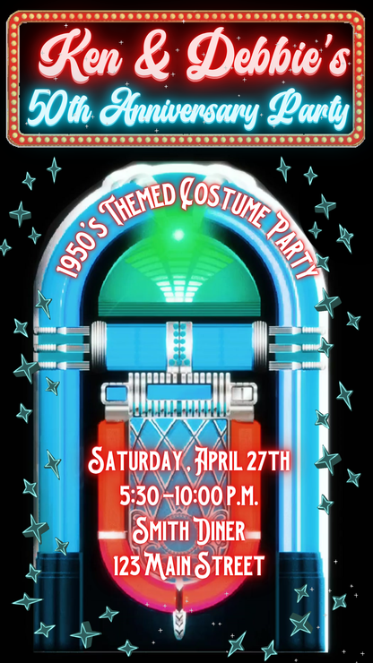 Rock a Billy Video Invite - Personalized Roller Rink 80s Party