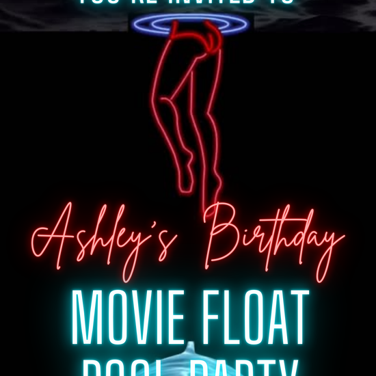 Jaws shark party video invitation with bold ocean graphics