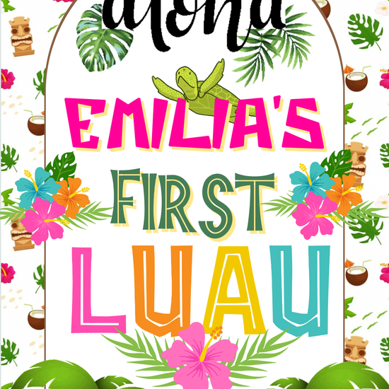 Z Hawaiian 1st luau party video invitation template