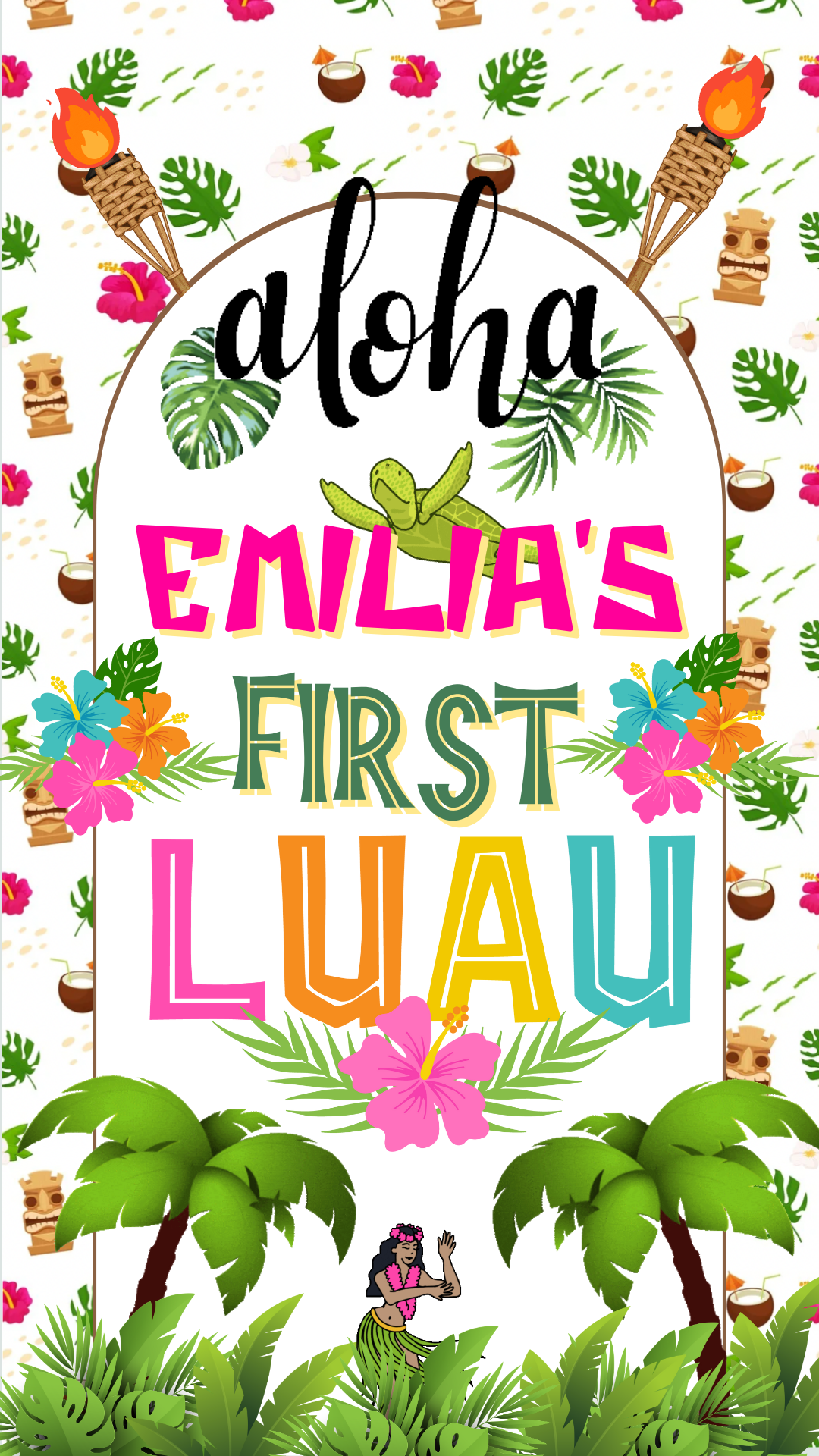 Z Hawaiian 1st luau party video invitation template