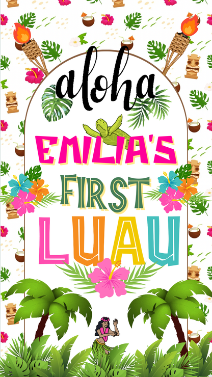 Z Hawaiian 1st luau party video invitation template