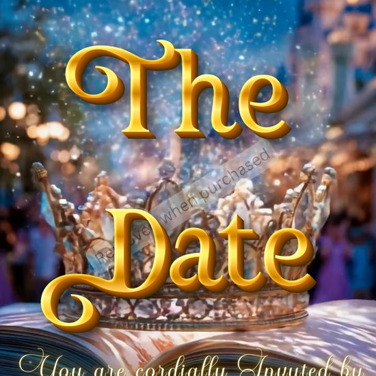 Editable beauty and the beast fairytale quinceañera event video invitation displayed on a mobile phone, featuring an animated vertical digital invite with music, created in Canva. This premium video invitation template is designed for sharing by text, email, and social media and works with an interactive RSVP website for easy guest response tracking.