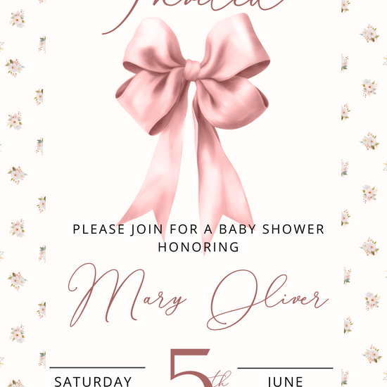 Bow Girl Video Invitation | Digital Coquette Ribbon Invite | Editable Online Party Invitation