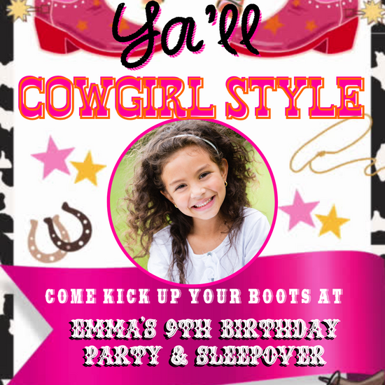 Cowgirl Style Video Invitation | Digital Western Rodeo Invite | Editable Online Template