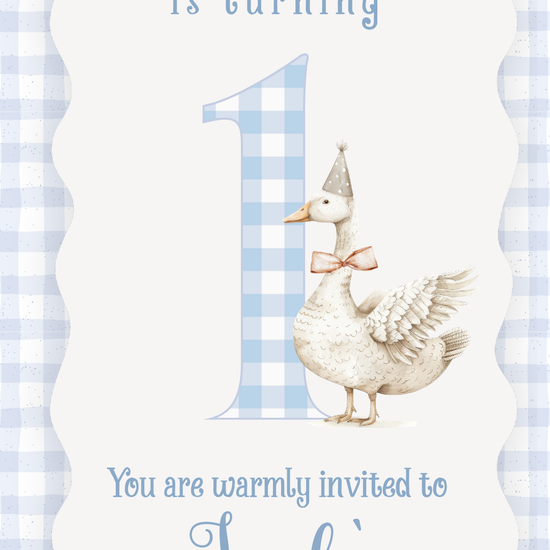 Blue Goose Video Invitation | Digital Neon Blue Invite | Editable Online Template