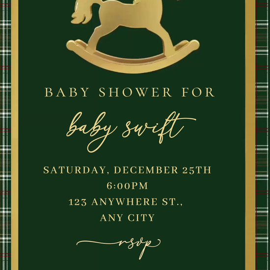 Green RL Horse party video invitation with equestrian design