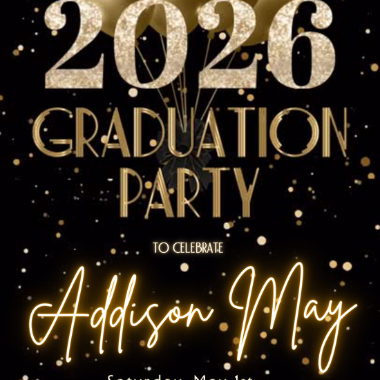 Graduation Party Video Invitation | Black and Gold Graduation RSVP Invite | Editable Online RSVP Evite Canva Template