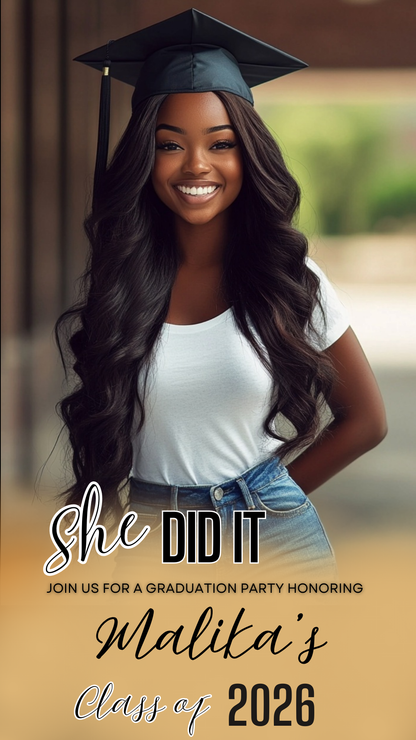 Gold Graduation Party Video Invitation | Digital Graduation Announcement Invite | Editable Canva Evite Template