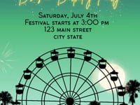 Digital Music Festival Video Invite Coachella Editable Evite Animated Ferris Wheel Mobile Invitation Green and Blue