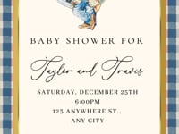 Western Polo Bear Baby Shower Video Invitation | Digital Preppy Plaid Invite | Editable Canva Template