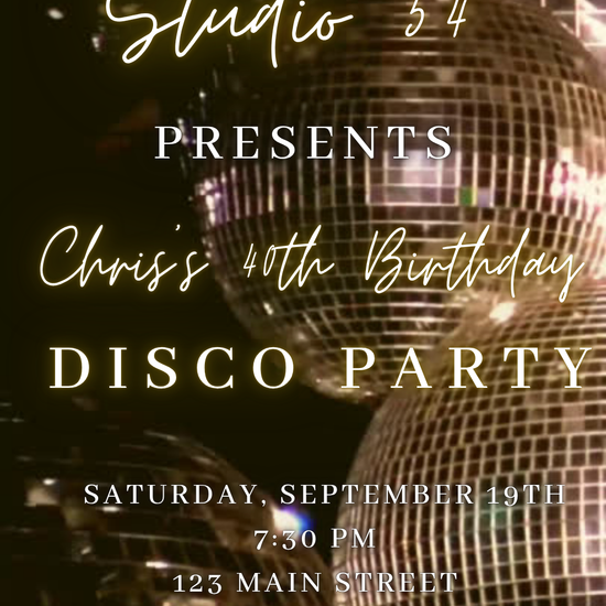 Disco Ball Studio 54 Video Invitation | Digital Retro Glam Invite | Editable Online Template