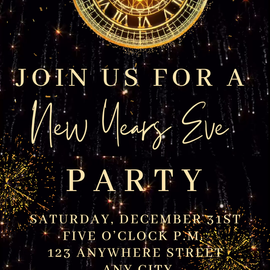 Golden Firework New Year's Eve Video Invitation | Digital Sparkle Countdown Invite | Editable Online Template