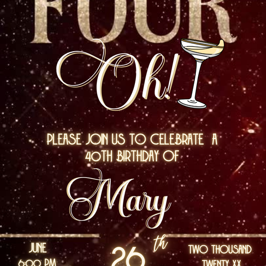 Elegant The Big Four-Oh 40th Birthday Video Invitation — Gold Glam Celebration