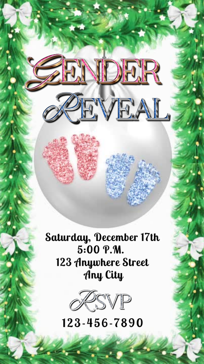Twin Gender Reveal Video Invitation | Digital Holiday Twin Invite | Editable Online Template