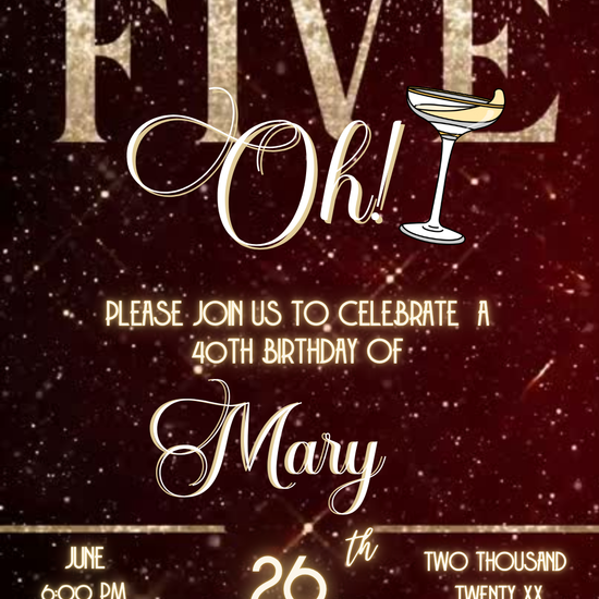 Chic The Big Five-Oh 50th Birthday Video Invitation — Gold & Champagne Theme