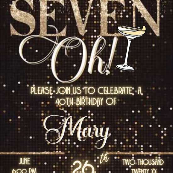 The Big Seven-Oh 70th Birthday Video Invitation — Elegant Gold Glam Design