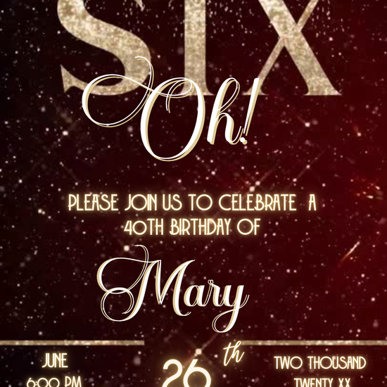 Elegant Six-Oh Video Invite with Champagne Glass & Glam Vibes