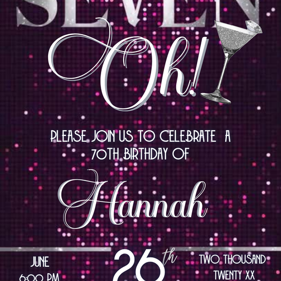 Glamorous 70th Birthday Video Invitation – Pink Sparkle & Silver Theme