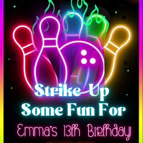 Neon Glow Bowling Party Video Invitation