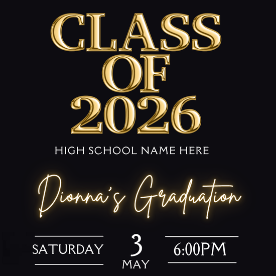 Class of 2026 Graduation Video Invitation | Digital Gold Graduate Invite | Editable Online Template