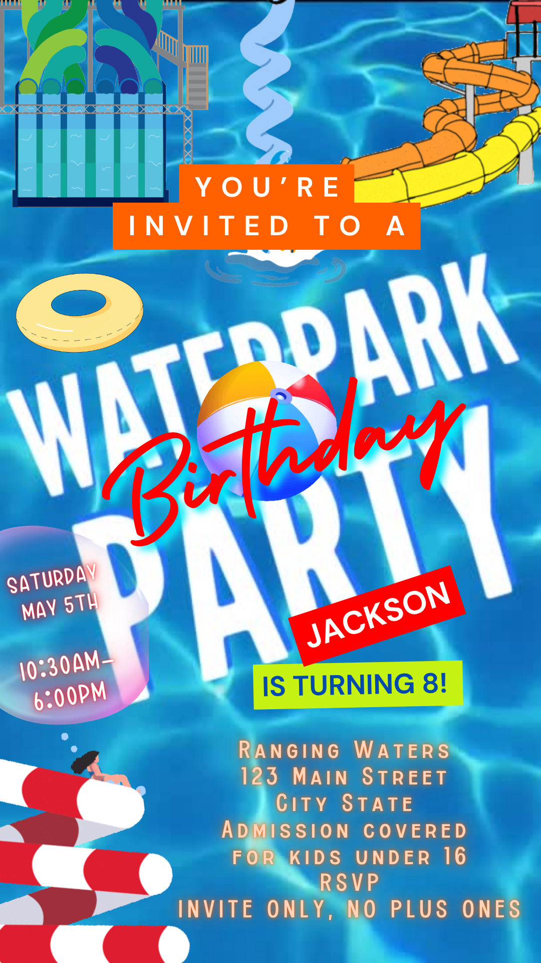 Waterpark Birthday Party Video Invitation