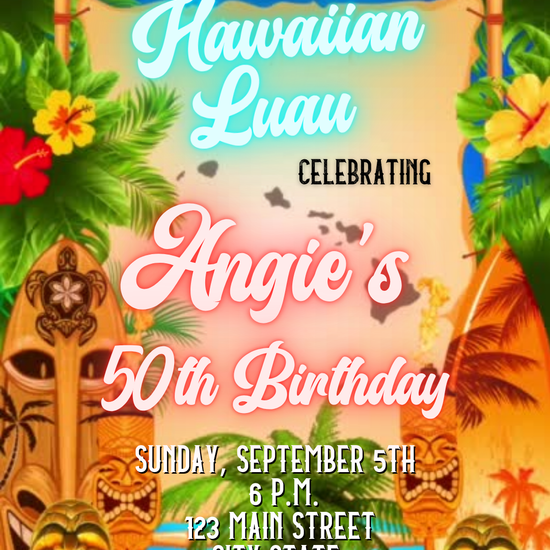 Tropical Hawaiian Luau Birthday Party Video Invitation